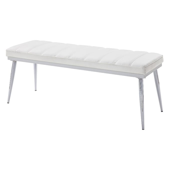 Acme Furniture Weizor White Chrome Bench ACM-77153