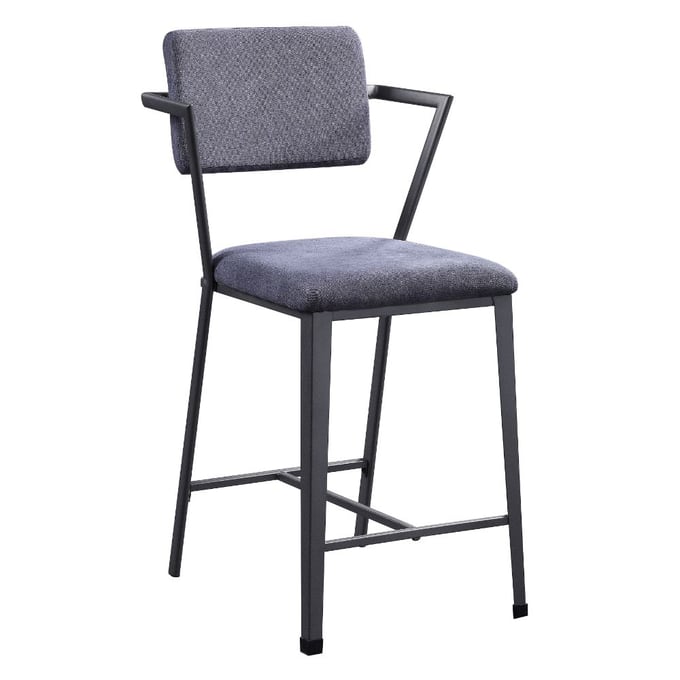 2 Acme Furniture Cargo Gray Gunmetal Counter Height Chairs ACM-77907