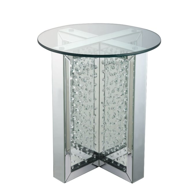 Acme Furniture Nysa Mirrored Round End Table ACM-80217