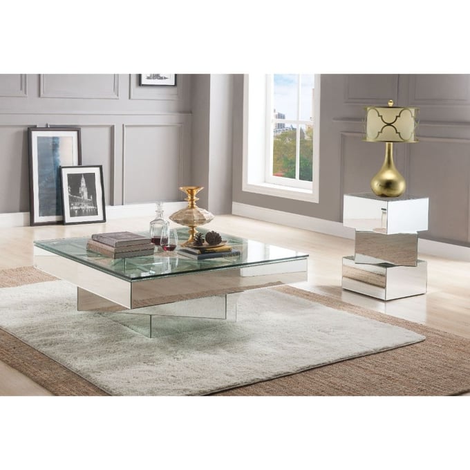 Acme Furniture Dominic Mirrored Square 3pc Coffee Table Set ACM-80270-OCT-S1