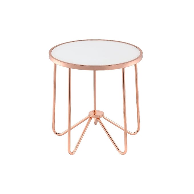 Acme Furniture Alivia Rose Gold Frosted Glass End Table ACM-81837