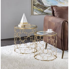 Acme Furniture Flowie Clear Gold 2pc Nesting Tables