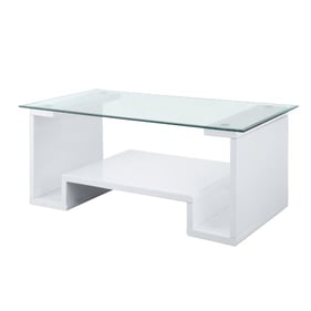 Acme Furniture Nevaeh Clear White High Gloss Coffee Table