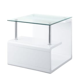 Acme Furniture Nevaeh Clear White High Gloss End Table