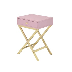 Acme Furniture Coleen Pink Gold Side Table