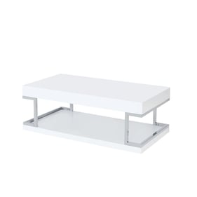 Acme Furniture Aspers White High Gloss Chrome Coffee Table