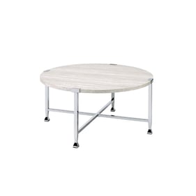 Acme Furniture Brecon White Oak Chrome Coffee Table