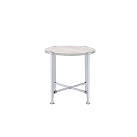 Acme Furniture Brecon White Oak Chrome End Table