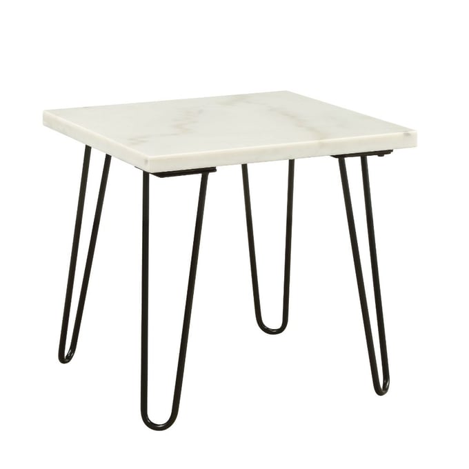 Acme Furniture Telestis White Marble Top End Table ACM-84502