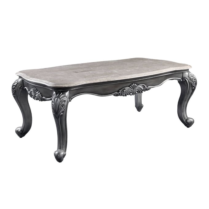 Acme Furniture Ariadne Platinum Marble Top Coffee Table ACM-85345