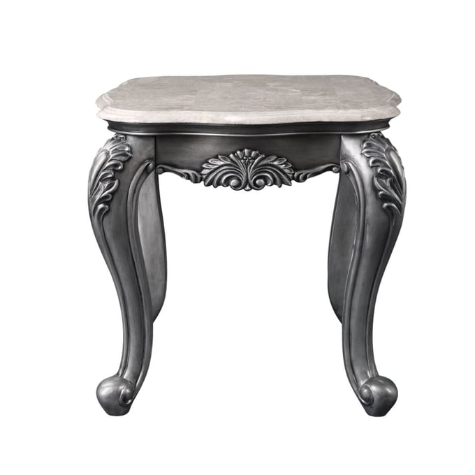 Acme Furniture Ariadne Platinum Marble Top End Table ACM-85347