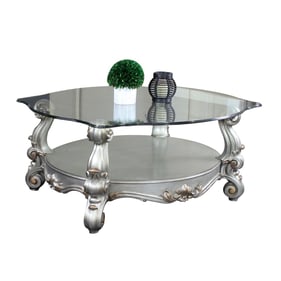 Acme Furniture Versailles Clear Antique Platinum Rectangle Coffee Table