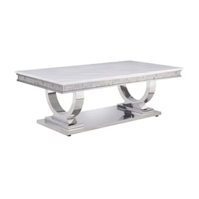 Acme Furniture Zander White Mirrored Silver Coffee Table