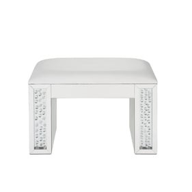 Acme Furniture Nysa Ivory Mirrored Vanity Stool