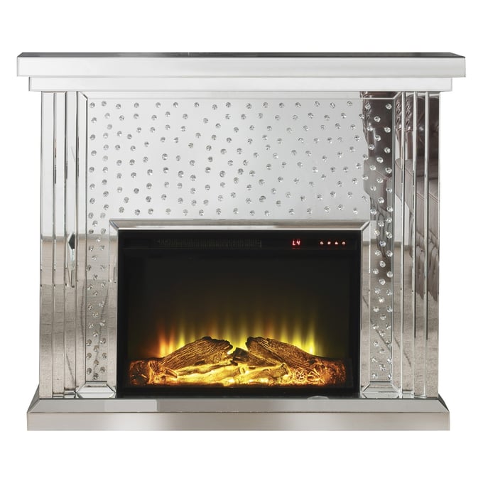 Acme Furniture Nysa Mirrored Crystals Fireplace ACM-90204