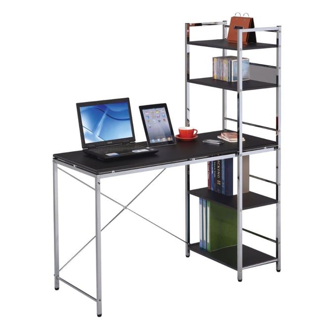 Acme Furniture Elvis Black Chrome Shelves Computer Desk ACM-92074