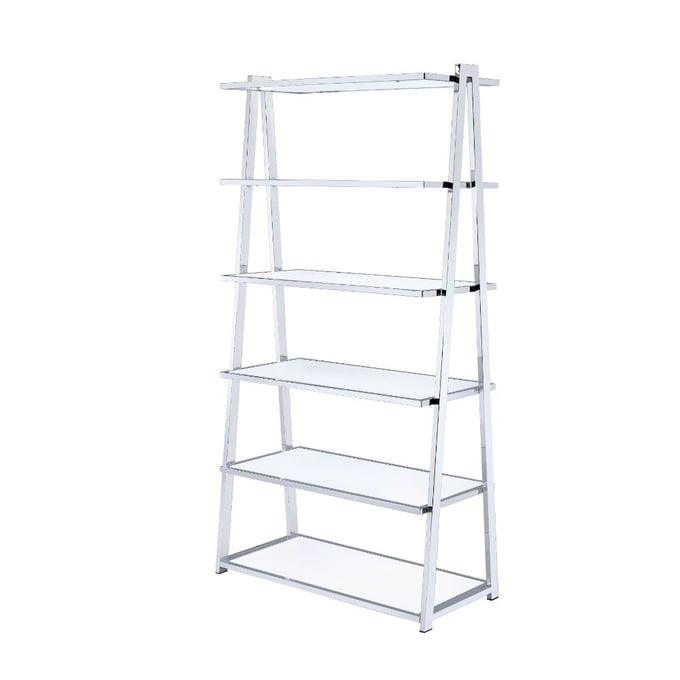 Acme Furniture Coleen White High Gloss Chrome Bookshelf ACM-92455