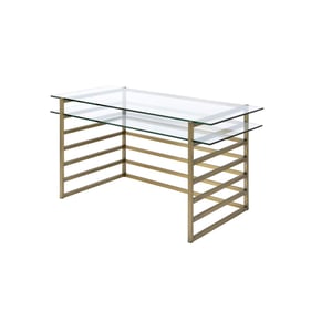 Acme Furniture Shona Clear Antique Gold Office Desk