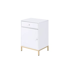 Acme Furniture Ottey White High Gloss Gold Cabinet