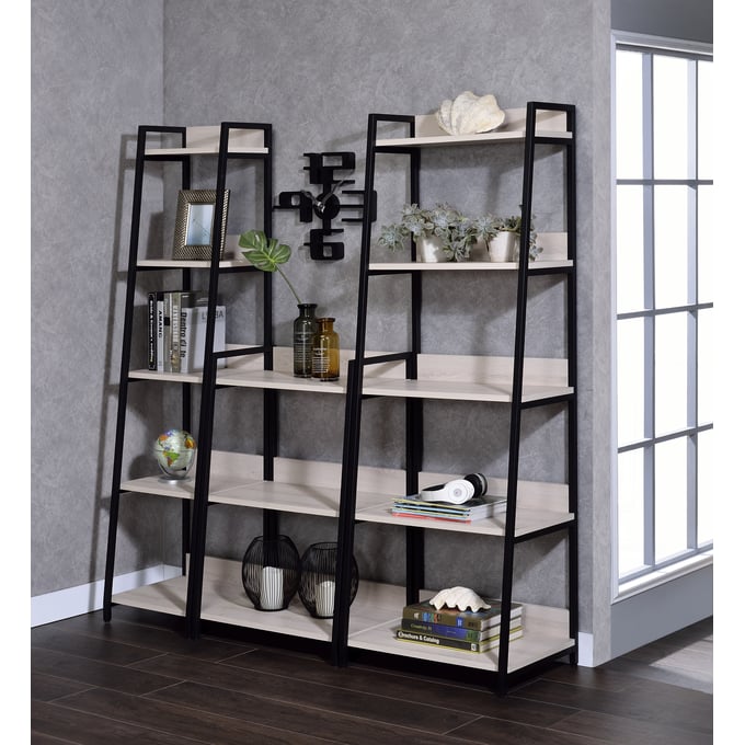 Acme Furniture Wendral Natural Black 16 Inch 5 Tier Bookshelf ACM-92673