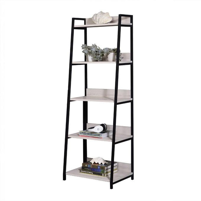 Acme Furniture Wendral Natural Black 23 Inch 5 Tier Bookshelf ACM-92674