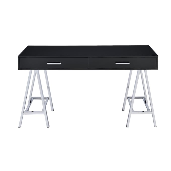 Acme Furniture Coleen Black High Gloss Chrome Built In USB Port Writing Desk ACM-93045