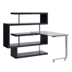 Acme Furniture Raceloma Clear Black Chrome Writing Desk