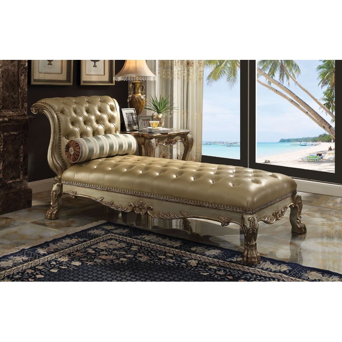 Acme Furniture Dresden Bone Gold Patina One Pillow Chaise ACM-96489