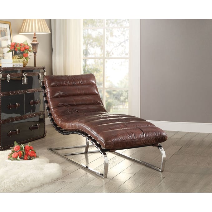 Acme Furniture Qortini Vintage Dark Brown Chaise ACM-96670