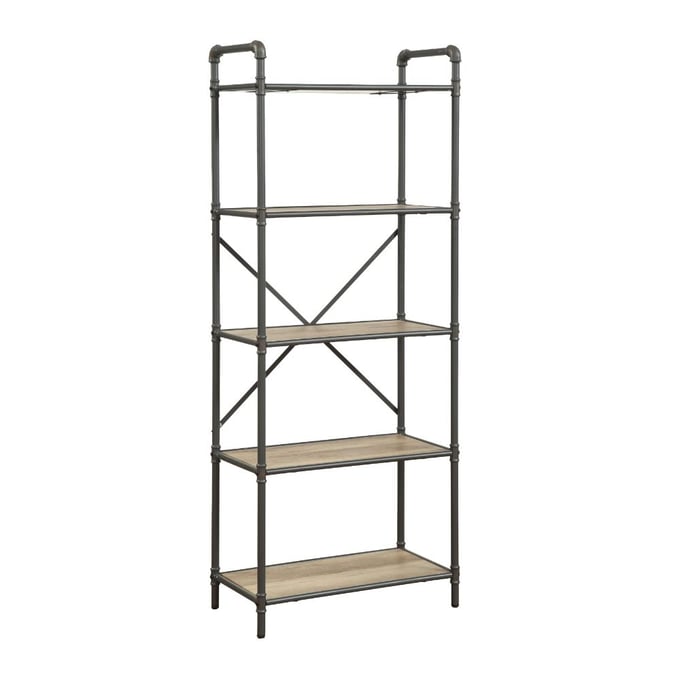 Acme Furniture Itzel Antique Oak Sandy Gray 5 Shelves Bookshelf ACM-97164