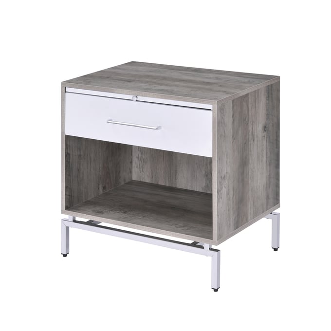 Acme Furniture Cistus Weathered Gray Oak White Accent Table ACM-97555