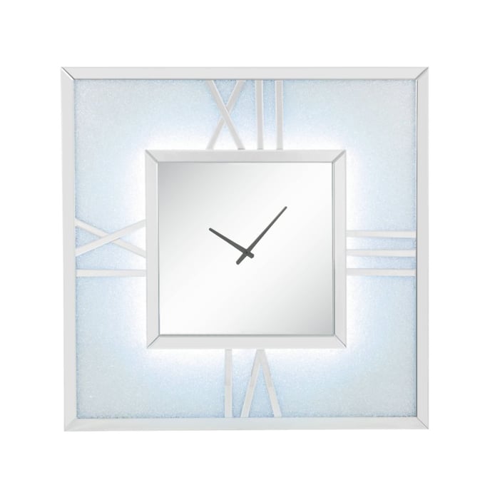 Acme Furniture Noralie Mirrored Wall Clock with LED ACM-97730