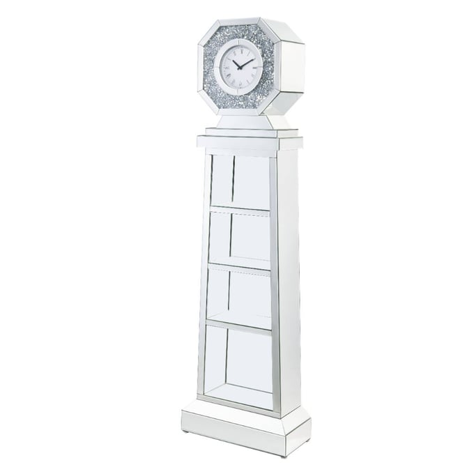 Acme Furniture Noralie Mirrored Diamonds Grandfather Clock ACM-97736