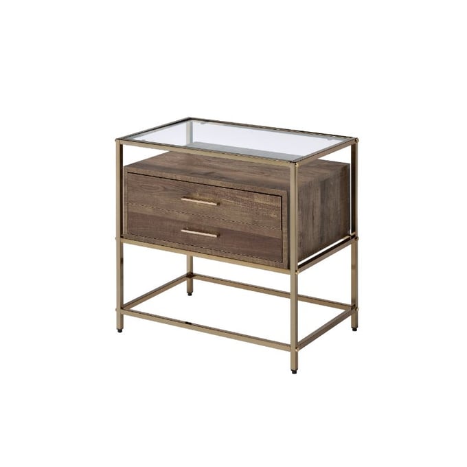 Acme Furniture Knave Walnut Champagne Accent Table ACM-97867