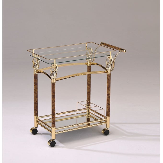 Acme Furniture Helmut Clear Gold Serving Cart ACM-98002