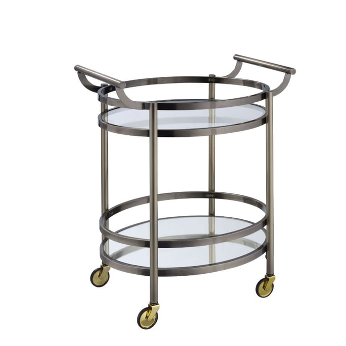 Acme Furniture Lakelyn Brushed Bronze Clear Serving Cart ACM-98190