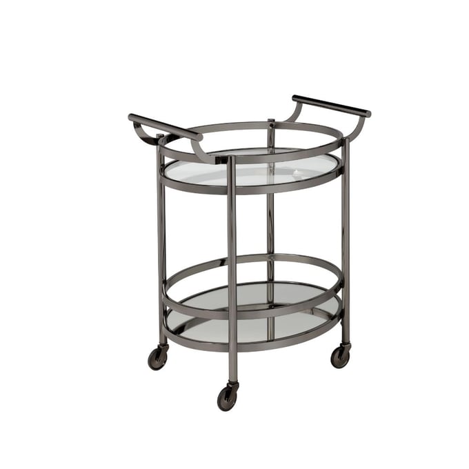 Acme Furniture Lakelyn Black Nickel Clear Serving Cart ACM-98191