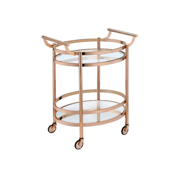 Acme Furniture Lakelyn Rose Gold Clear Serving Cart ACM-98192