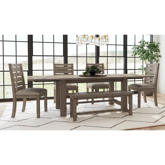 A-America Anacortes Dark Taupe 6pc Dining Room Set with Trestle Table AAF-ANADT-DR-S1