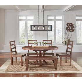 A-America Anacortes Mahogany 6pc Dining Room Set with Pedestal Table