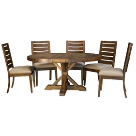 A-America Anacortes Mahogany 7pc Dining Room Set with Pedestal Table and Up...