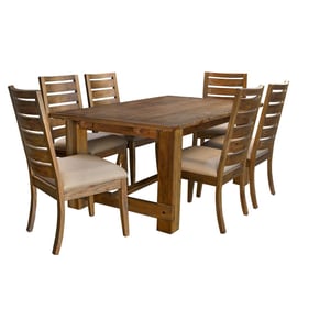 A-America Anacortes Mahogany 7pc Dining Room Set with Trestle Table and Uph...