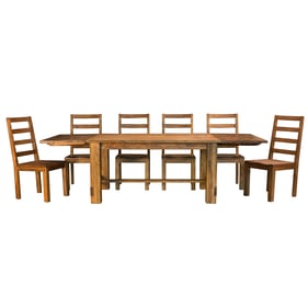 A-America Anacortes Mahogany 7pc Dining Room Set with Trestle Table and Woo...