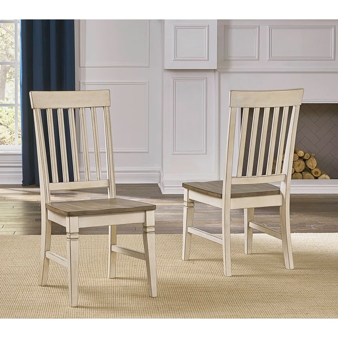 2 A-America Beacon Smokey White Peppercorn Slatback Side Chairs AAF-BEAPW2752