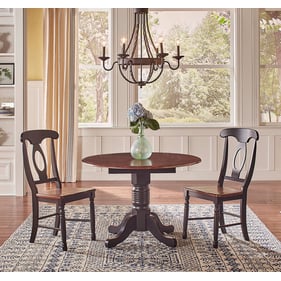 A-America British Isles Oak Black Drop Leaf 3pc Dining Room Set with Napole...