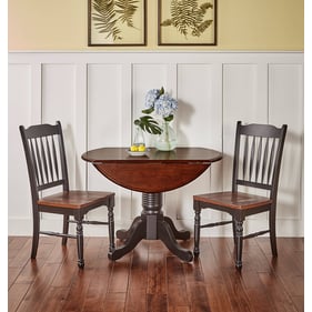 A-America British Isles Oak Black Drop Leaf 3pc Dining Room Set with Slatba...