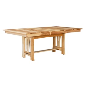 A-America Cattail Bungalow Natural Trestle Table with 18 Inch Self Storing ...