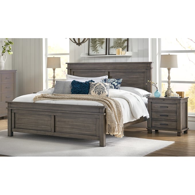 A-America Glacier Point Greystone 2pc Bedroom Set with King Panel Bed AAF-GLPGR-BR-S2