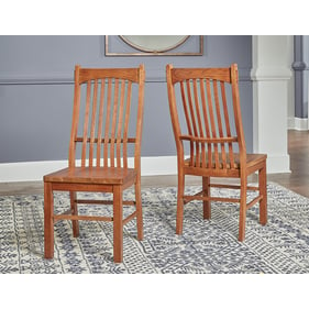 2 A-America Laurelhurst Mission Oak Slatback Side Chairs