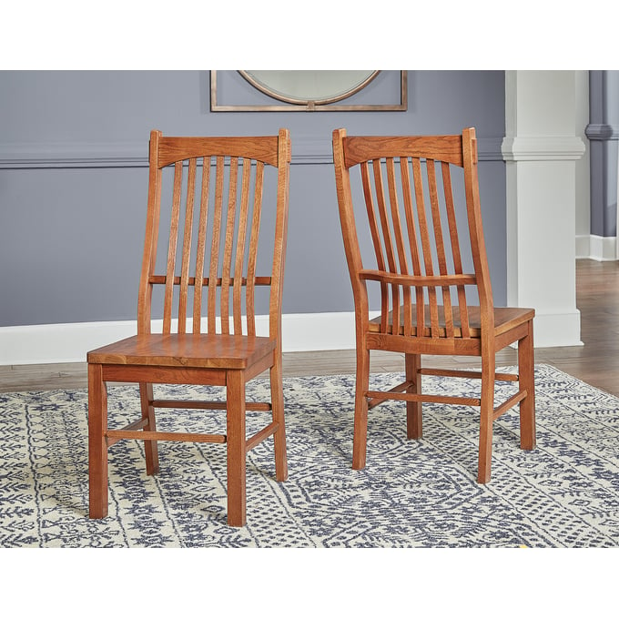 2 A-America Laurelhurst Mission Oak Slatback Side Chairs AAF-LAUOA2752